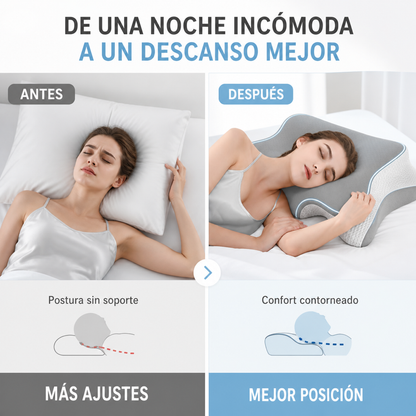Almohada cervical mariposa gris - antes y después