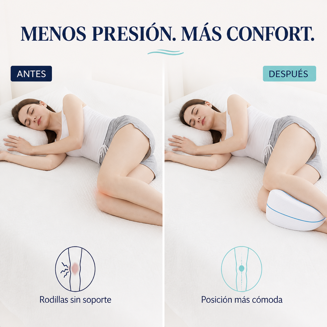 Almohada ergonómica para piernas - antes y después