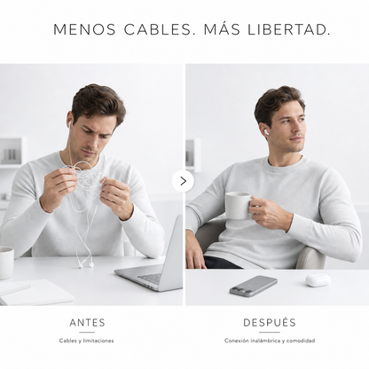 Auriculares inalámbricos - antes y después