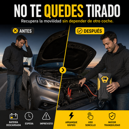 Antes y después con arrancador de batería 12V
