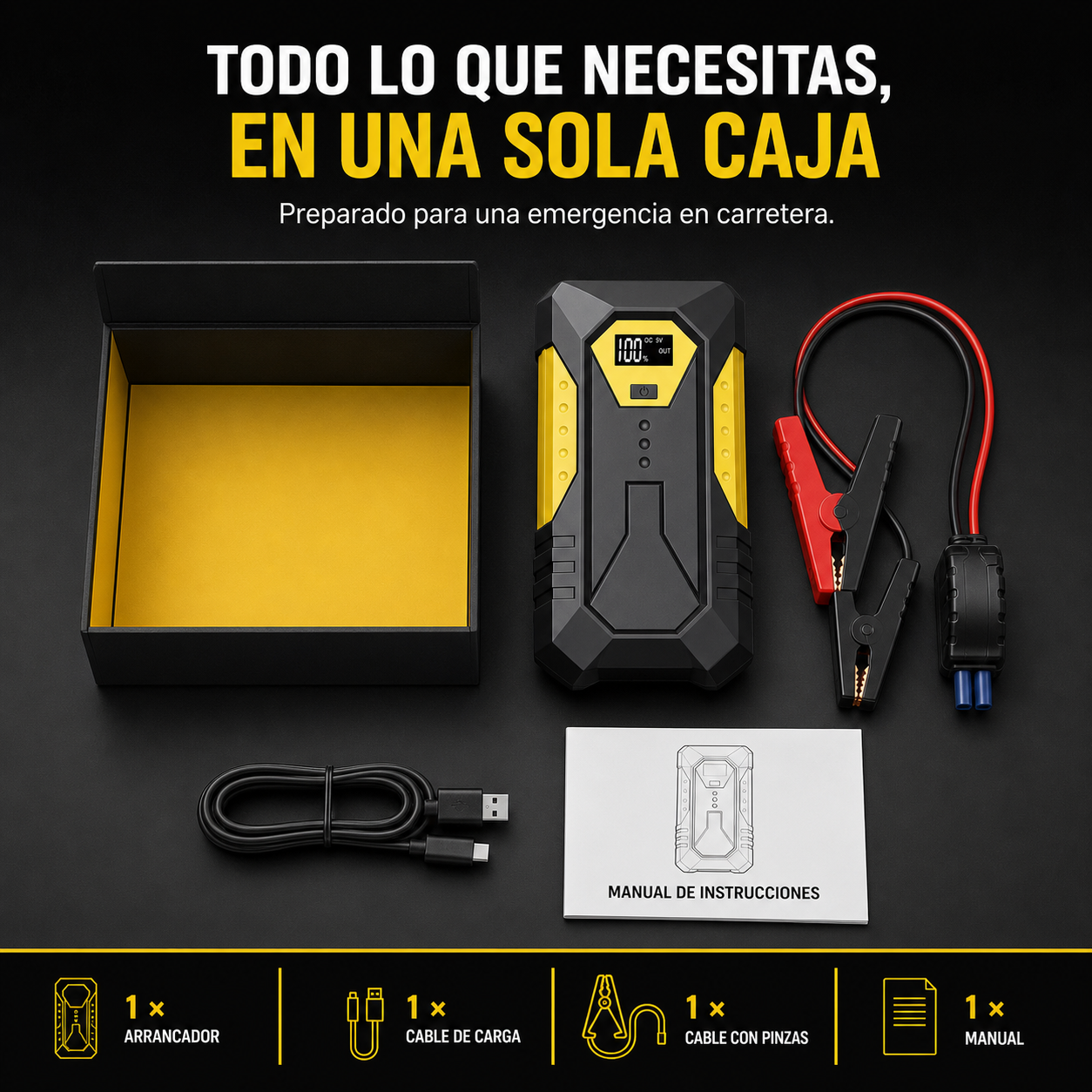 Contenido del kit arrancador de batería 12V