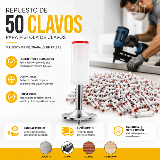 Repuesto de 50 clavos para pistola de clavos