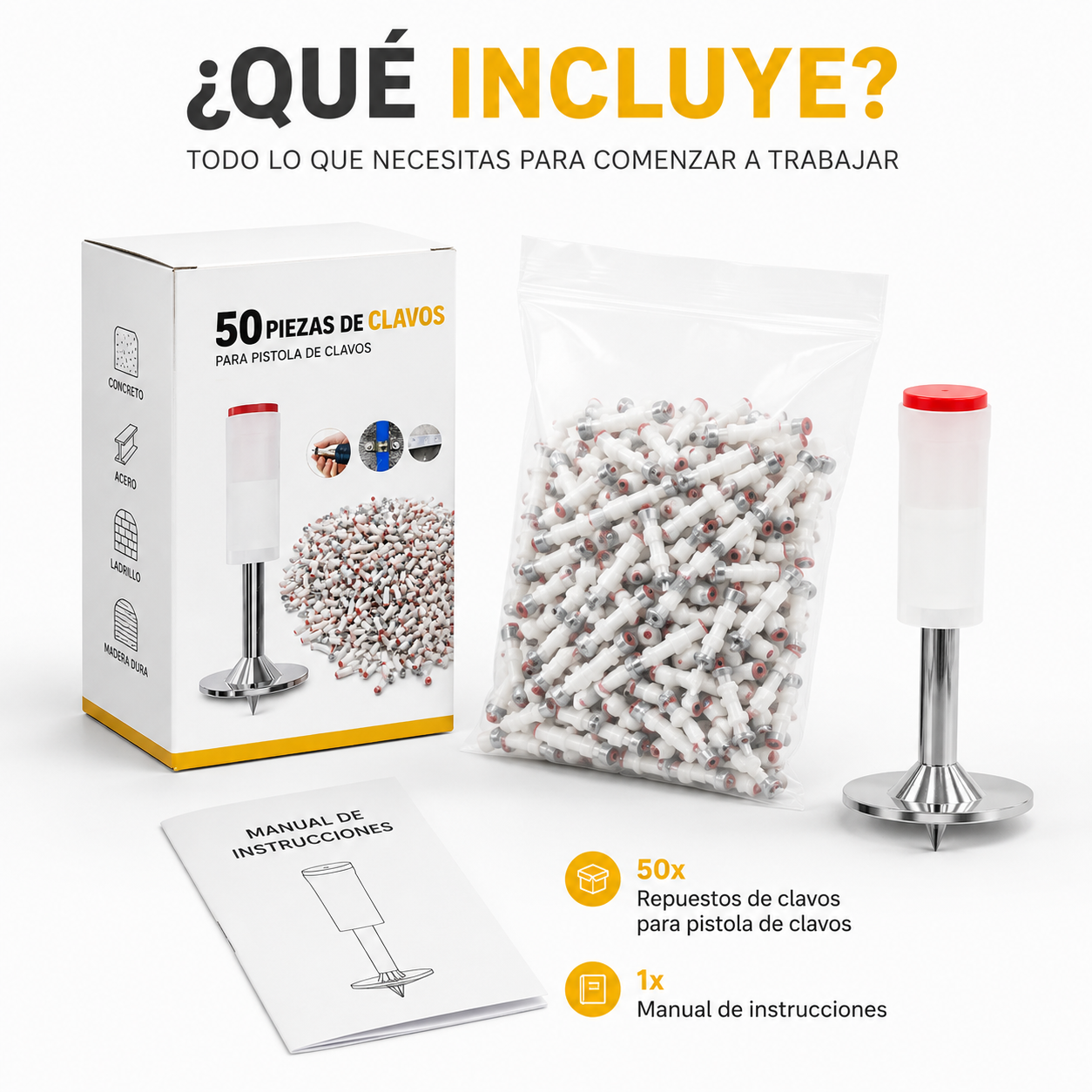 Repuesto de 50 clavos para pistola de clavos