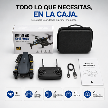Dron con doble cámara 4K + Maletín Gratis