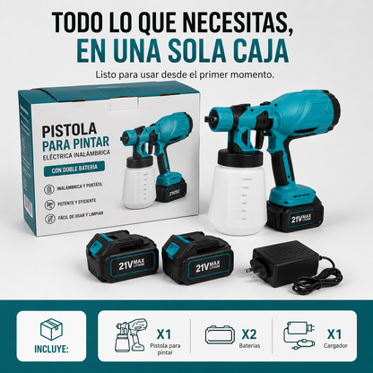 Pistola para pintar eléctrica inalámbrica con doble batería