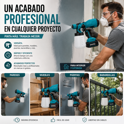 Pistola para pintar eléctrica inalámbrica con doble batería