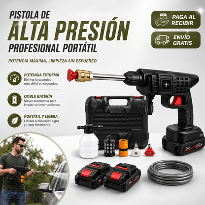 Pistola  alta presión profesional portátil doble bateria