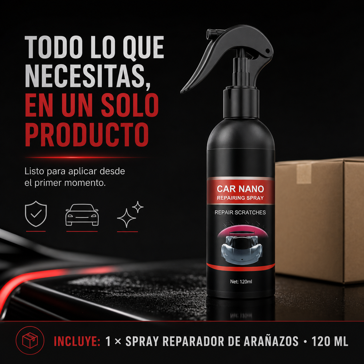 Contenido del producto spray reparador de arañazos 120 ml