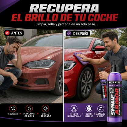 Antes y después con spray cerámico Shine Armor