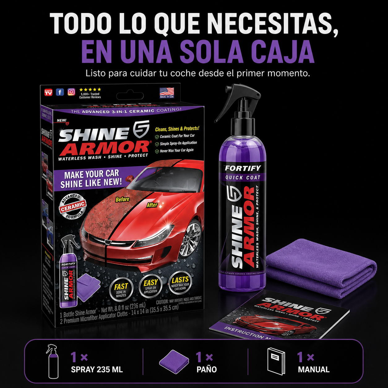 Contenido del paquete del spray cerámico Shine Armor