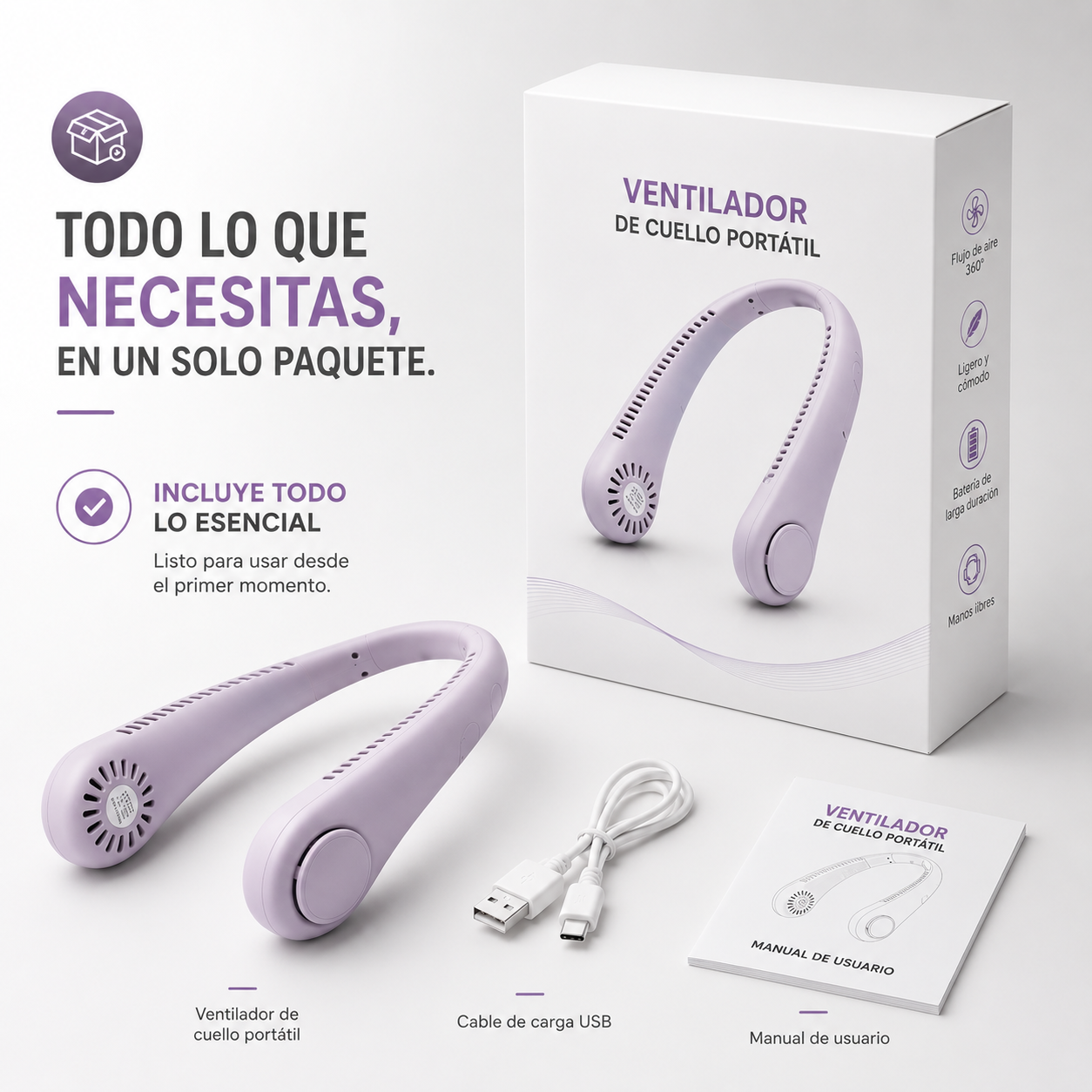 Ventilador de cuello portátil